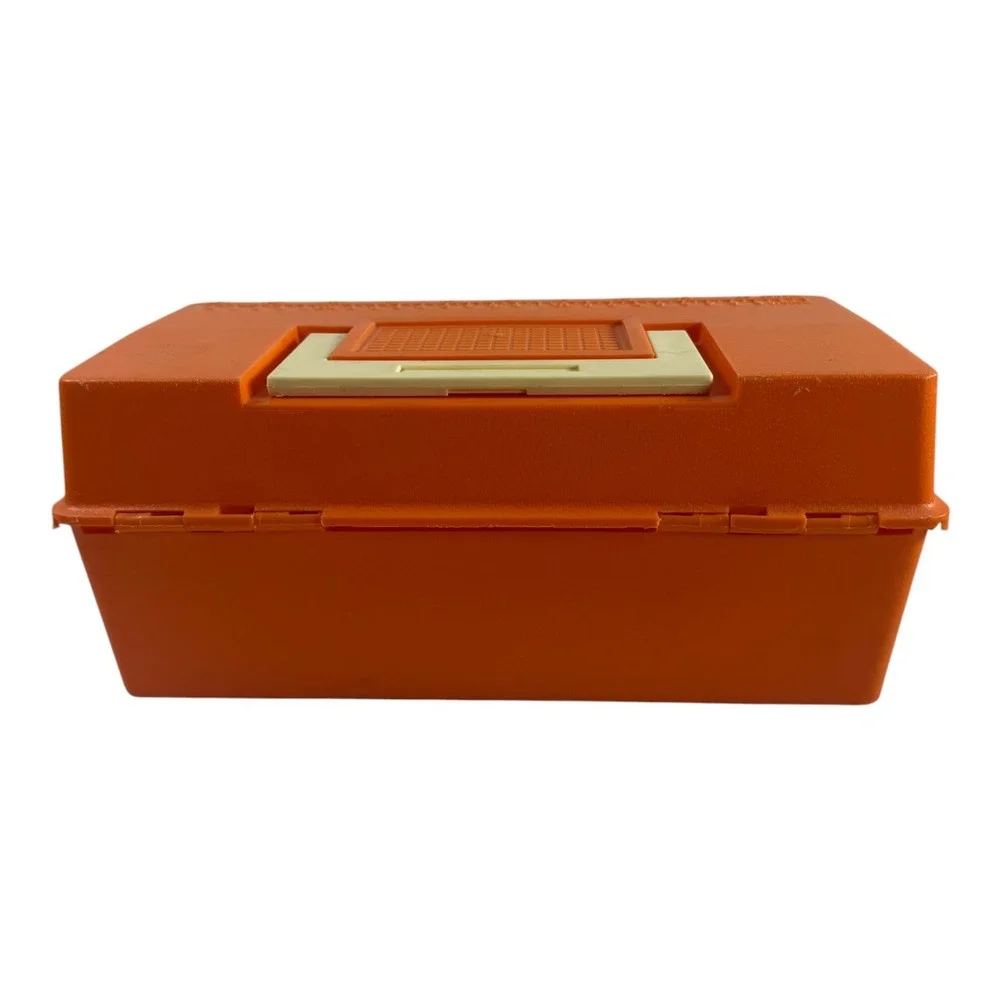 Vintage Snoopy Catchem Box Zebco Orange Fishing Tackle Box Peanuts 1988 USA